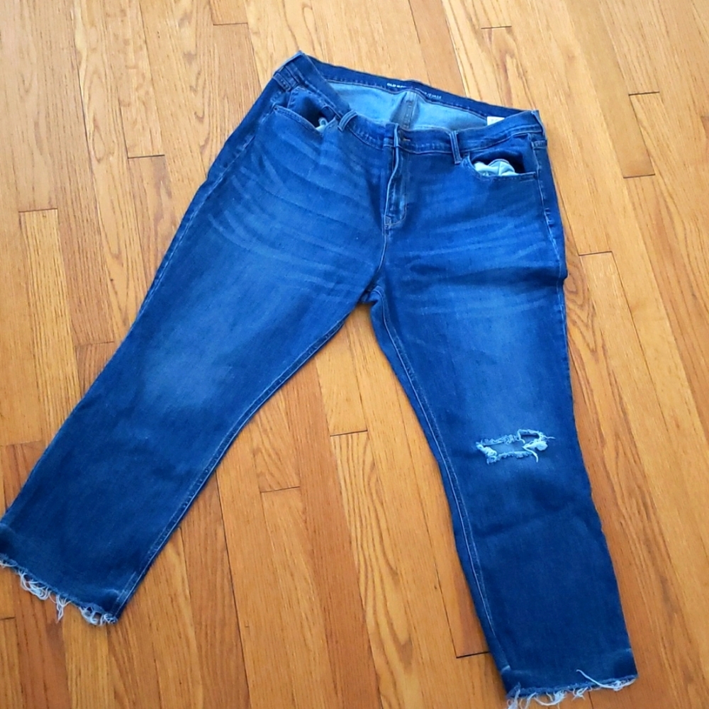 Old Navy Distressed cropped flare jeans